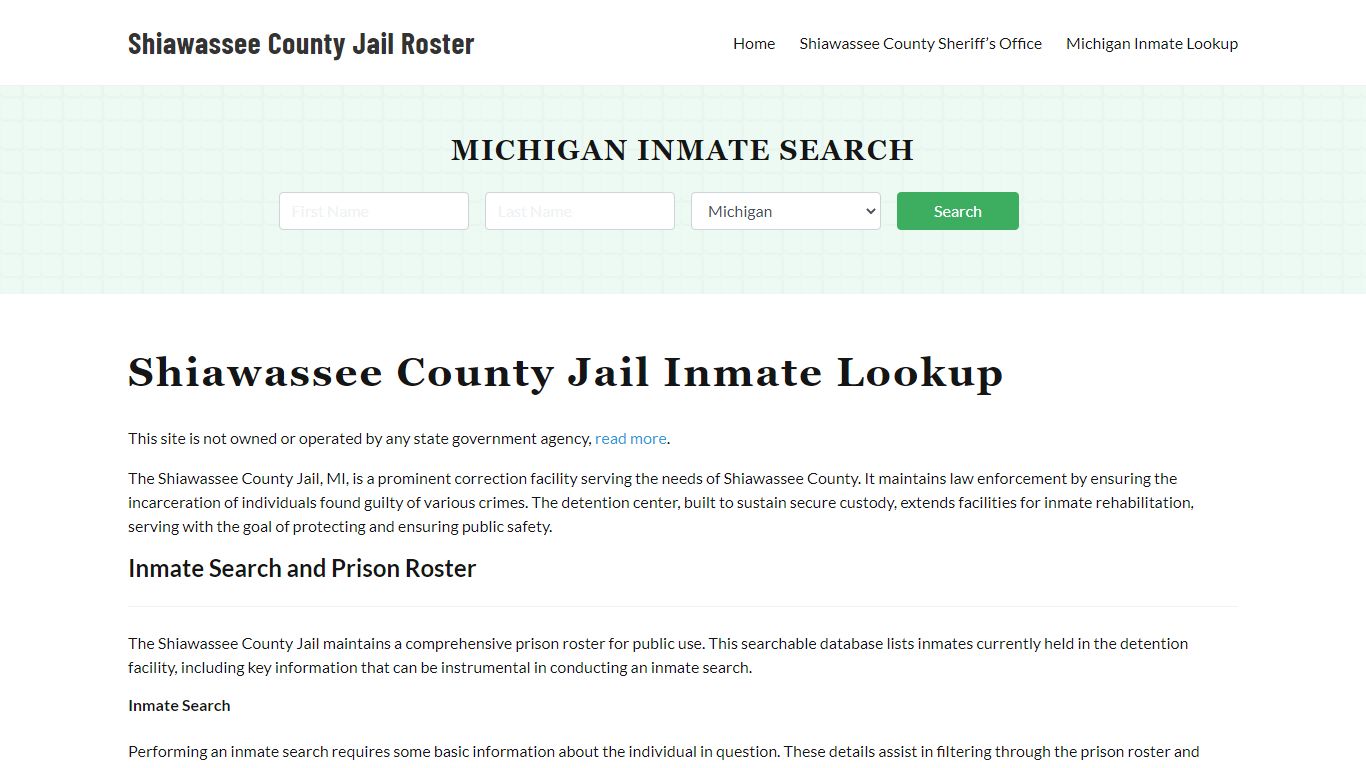 Shiawassee County Jail Roster Lookup, MI, Inmate Search